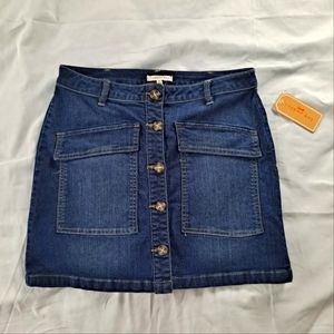 Copper Key button down denim mini skirt